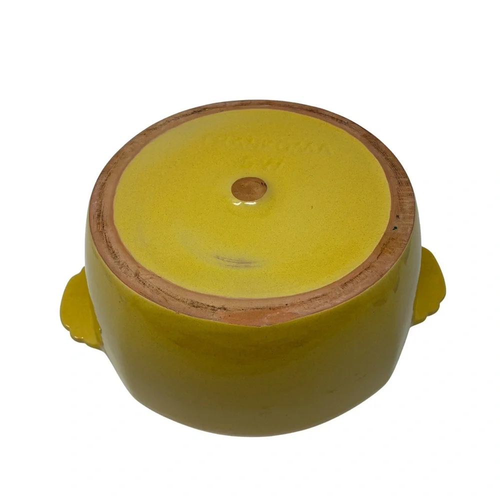 Vintage Frankoma Autumn Yellow Bean Pot Casserole Dish Lid Mid Century Kitchen